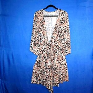 Ninexis Leopard Print Wrap Dress Pink Black 3X NWT